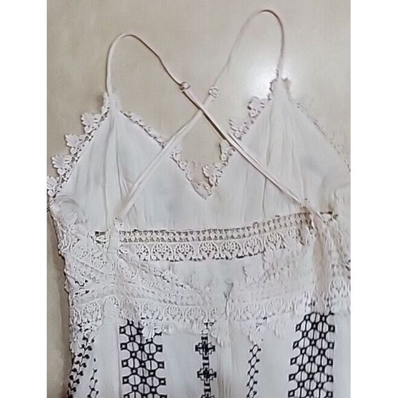 Miss Me womens white sleeveless dress size Small crochet detail front slit lined - Picture 9 of 14